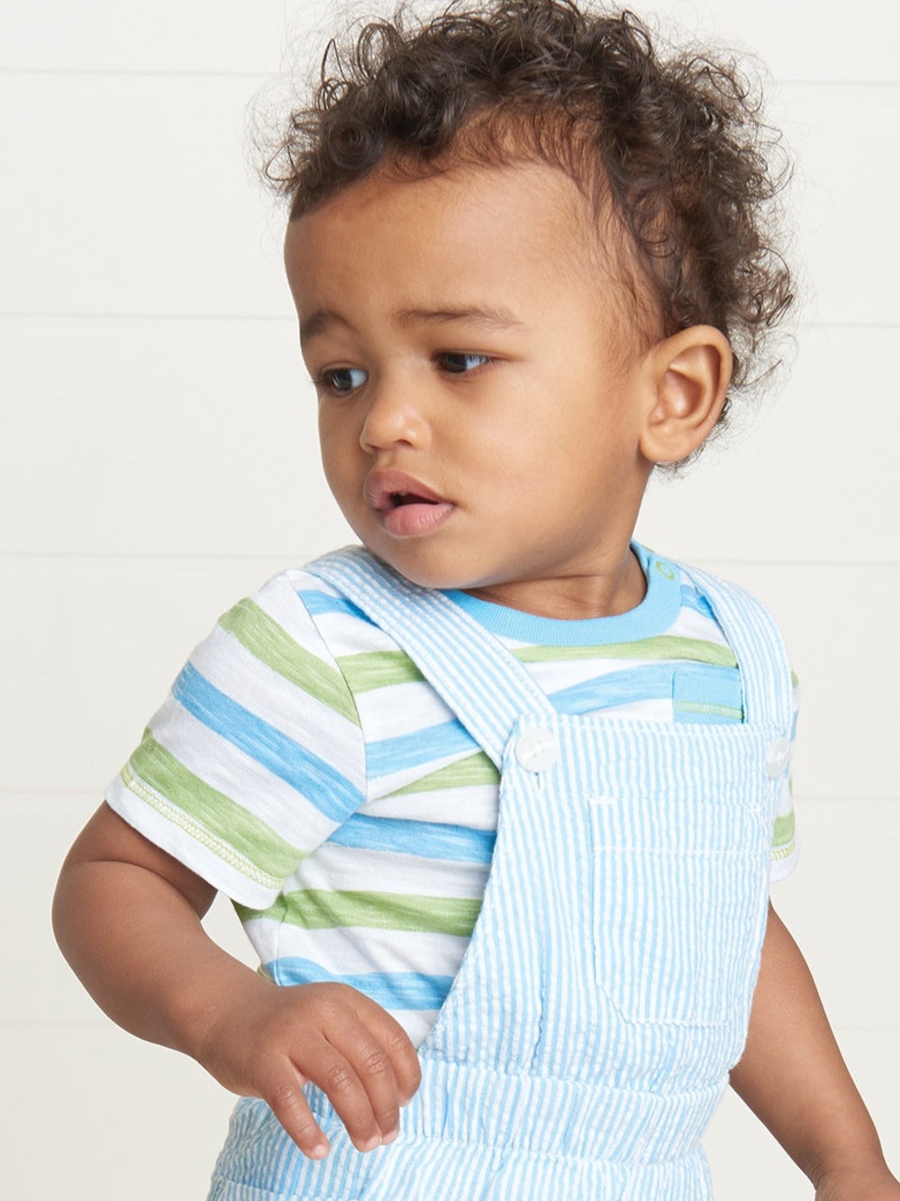 Hatley Light Blue & White Striped Baby Overalls